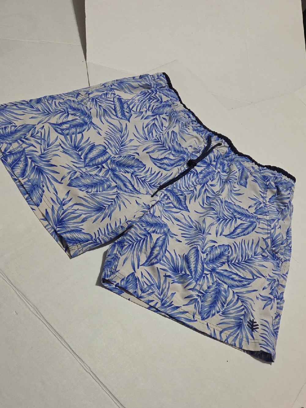 Coolibar Navy Blue Swim Shorts with White Logo